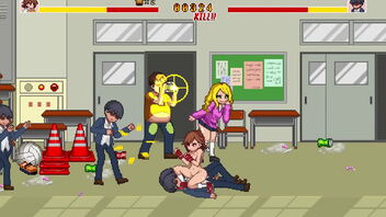 Hentai game with hot teen in school gang plumb scene